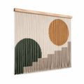 Wandteppich 70 cm x 90 cm Baumwolle Beige Grün Braun geometrisch für Wohnräume