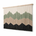 Makramee Wandteppich 110 x 100 cm Baumwolle Natur Grün Schwarz für Wanddekoration im Boho Stil
