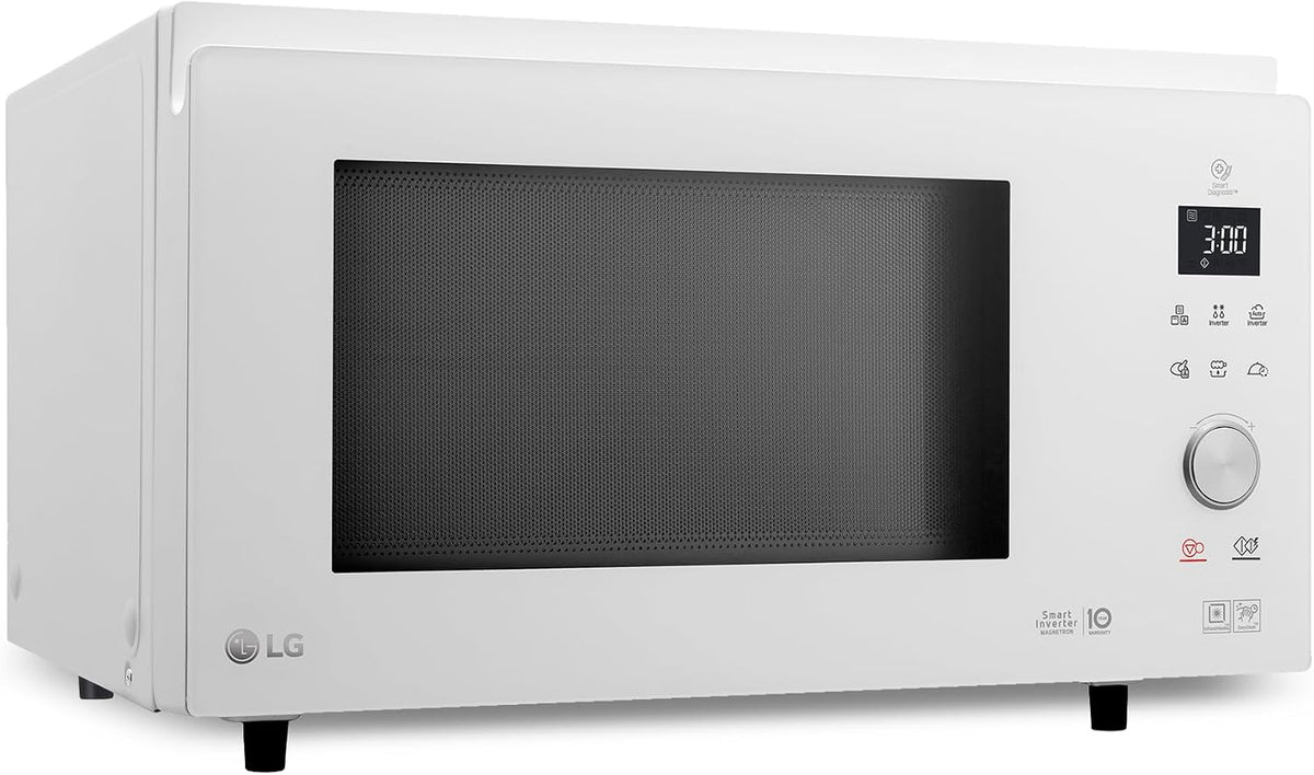 LG Kuchenka mikrofalowa, MJ3965BPH, 39 l – 1850 W, 395 x 378 x 262 mm, Czarny / Srebrny, 1100 / 950 – mikrofalówka, rotacyjne, licznik