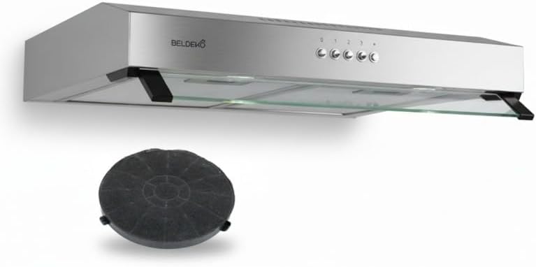 Okap kuchenny BELDEKO, 60 cm – Srebrny, stal nierdzewna, Okap próżniowy, kaptur Cap 60 cm Wydajność nierdzewna A + Design - Marka francuski
