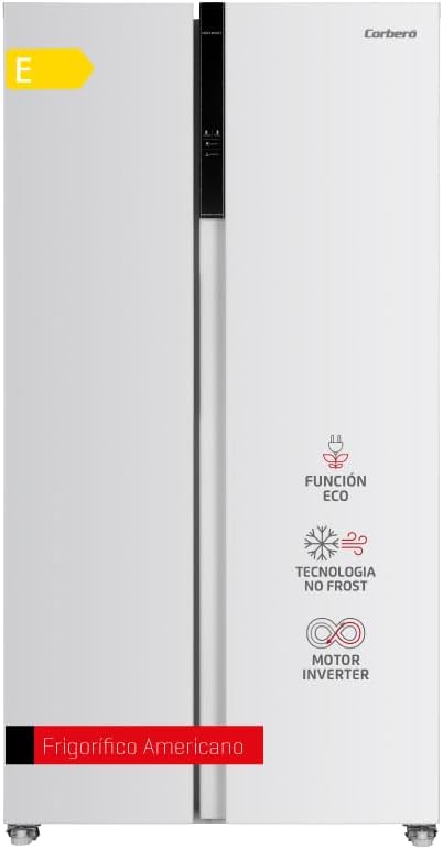 Lodówka Corbero, CFSBSH634NFW, 442 l – 39 dB, Biały, 2 szuflad, oświetlenie LED – No Frost, dioda LED
