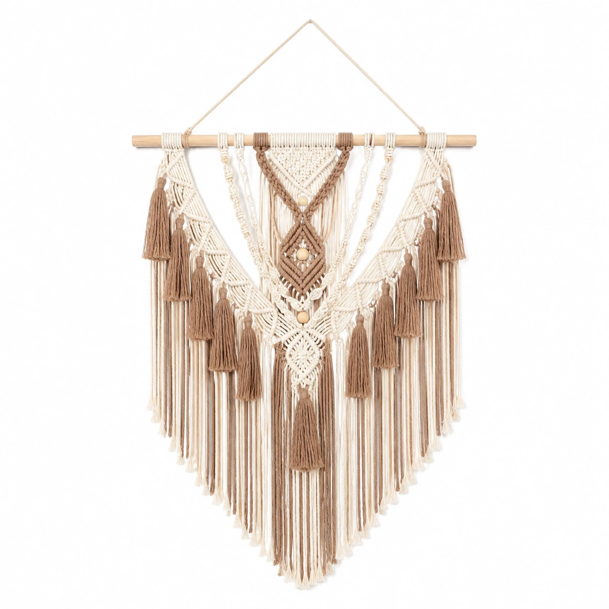 Makramee Wandbehang 70 x 100 cm Baumwolle Beige Braun Boho Dekoration