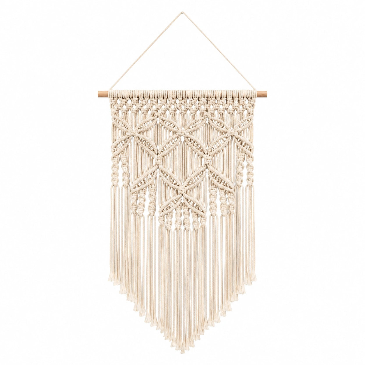 Makramee Wandteppich 40 x 80 cm Baumwolle Creme Boho Wanddekoration