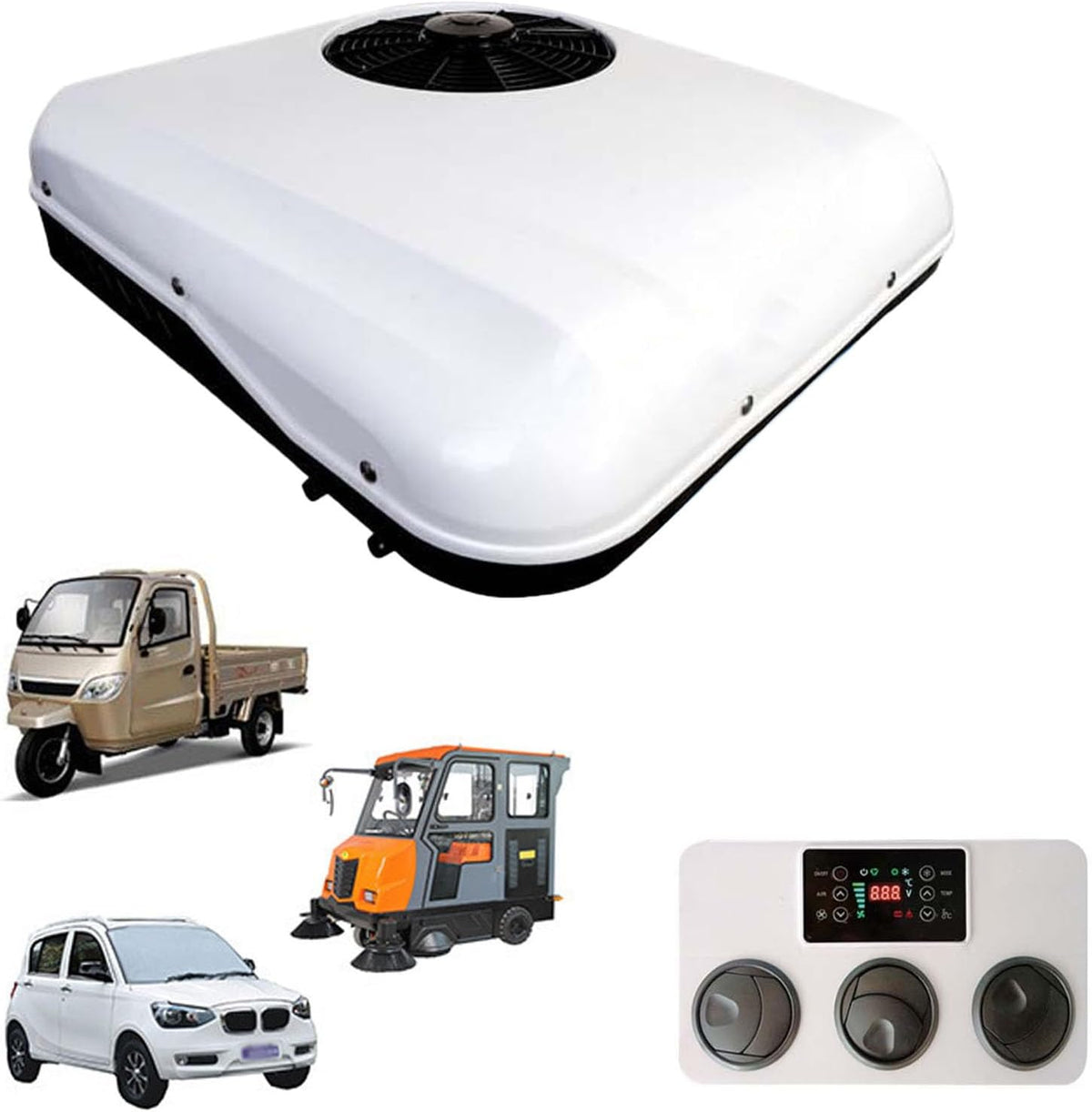 Klimatyzator – 24 V, 70 x 70 x 14,9 cm, 850 W, Biały – pilot zdalnego sterowania, Silencer, Cichy Dach