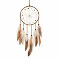 Traumfänger 30 x 75 cm aus Kordel in Braun Beige mit Federn für Wanddekoration im Boho-Stil