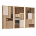 Wanddekoration 3er Set 40 x 90 cm Holz Braun Beige geometrisch gerahmt