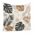 Wandteppich 150 x 150 cm aus Polyester in Creme Schwarz Braun mit Blättermotiv