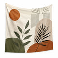 Wandteppich 150 x 130 cm Textil Creme Grün Terrakotta mit Pflanzenmotiv im Boho Stil