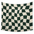 Wandtuch 150 x 130 cm Polyester Grün Creme Schachbrettmuster mit Ösen