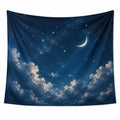Wandteppich 150 x 130 cm Polyester Dunkelblau mit Mond und Sternenhimmel Dekoration