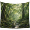 Wandteppich 150 x 130 cm Polyester Grün Waldmotiv mit Ösen