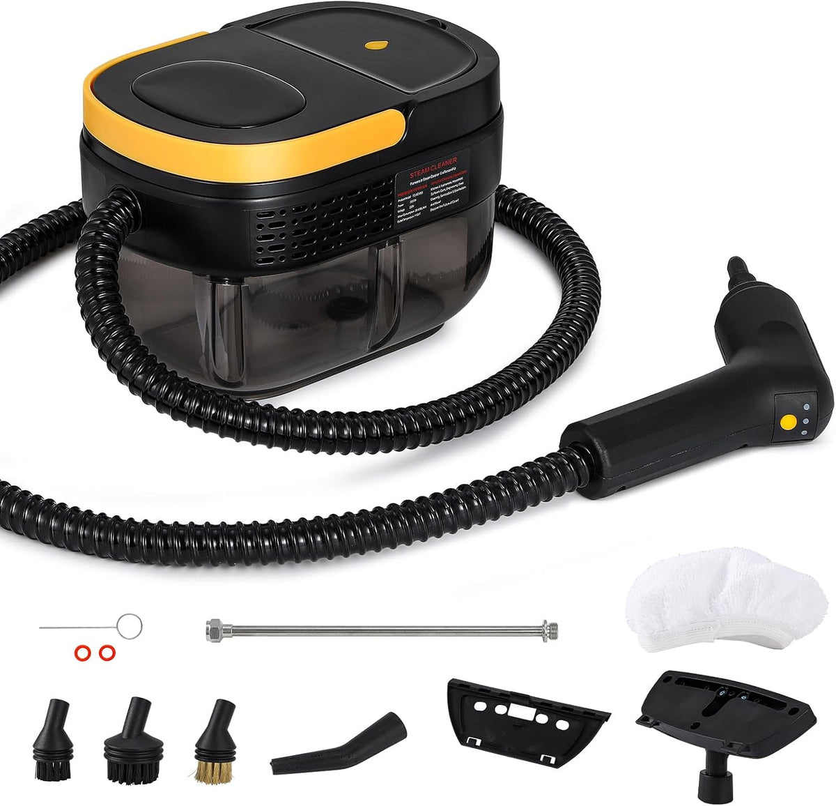 Grzejnik elektryczny Moongiantgo, 15S, 1.6 l – 1500 W, Czarny, myjka parowa, przenośny – 3 prędkości, duży zbiornik