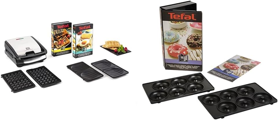 Tefal Prasy do kanapek i panini, XA801112, Czarny, XA801112 Gofry i kanapki – 2 zestawy płyt w zestawie