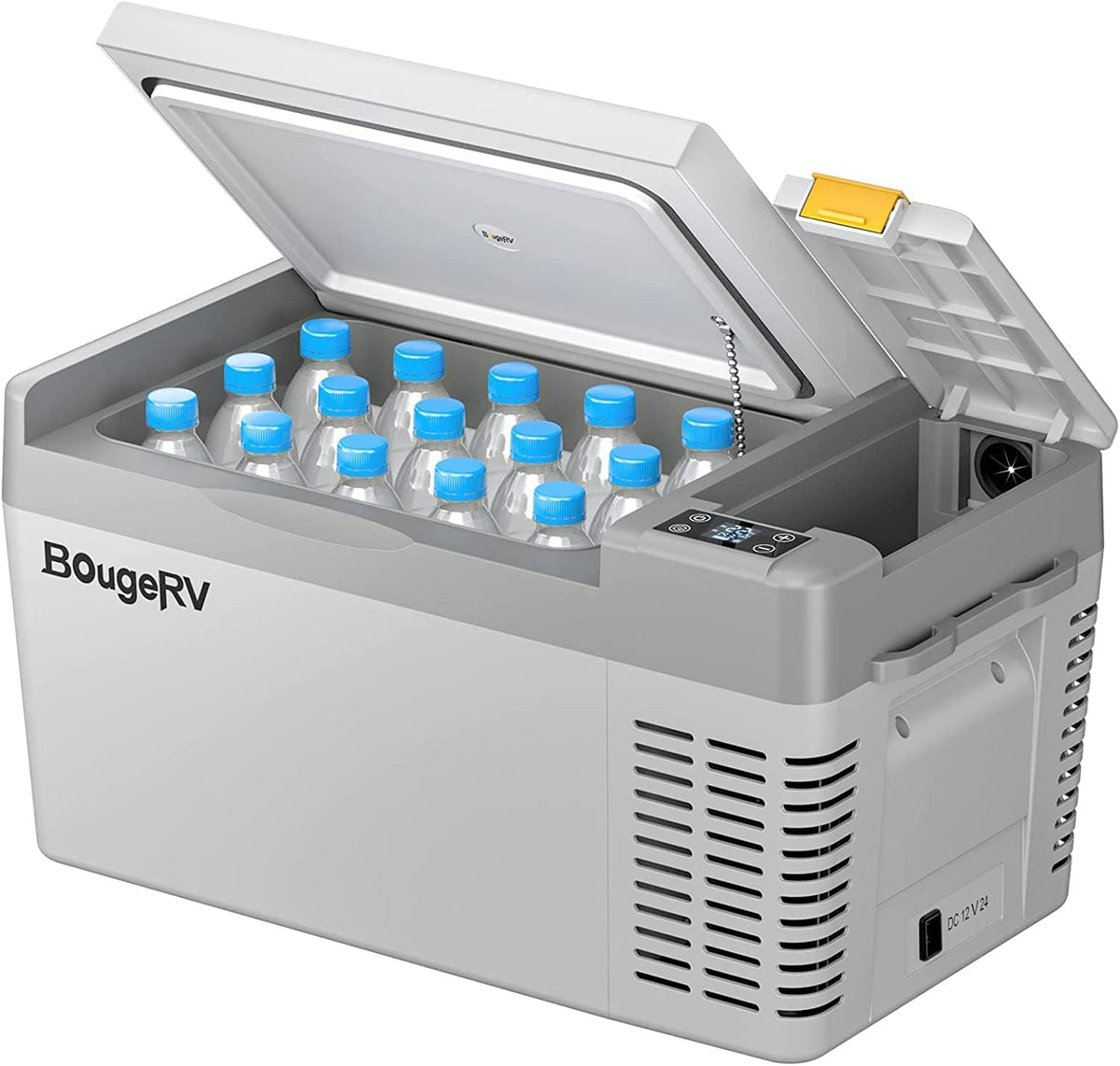 Lodówka BougeRV, 12 V, 20 litrów, 63,0 x 56,5 x 31,5 cm – Szary, miejsce do przechowywania, kompresor, CRPRO kompresorowa podróżna 12 V