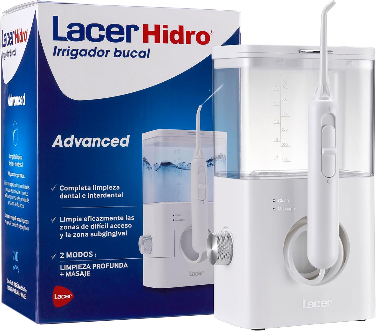 Lacer Nawadniane i napędzane wodorem, 600 ml, Biały, Hidro Zaawansowany Biały Hydropuls Dentysty