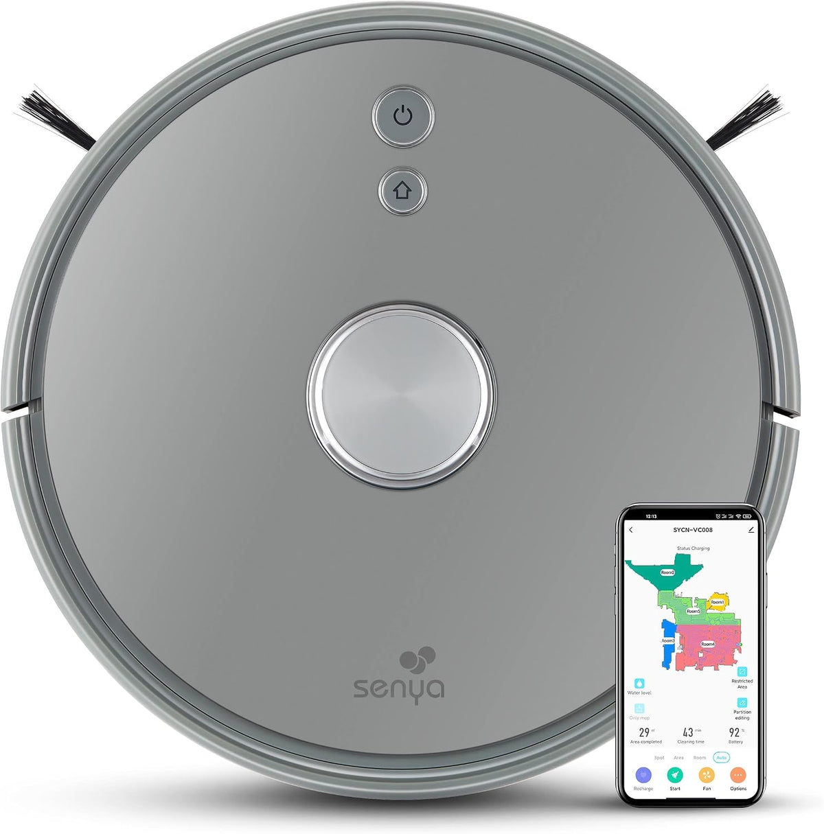 Senya Robot sprzątający, odkurzacz automatyczny – VC008, 60 dB, Szary, Odkurzacz – 120mins SYCN- VC008 G, aplikacja, tłumik