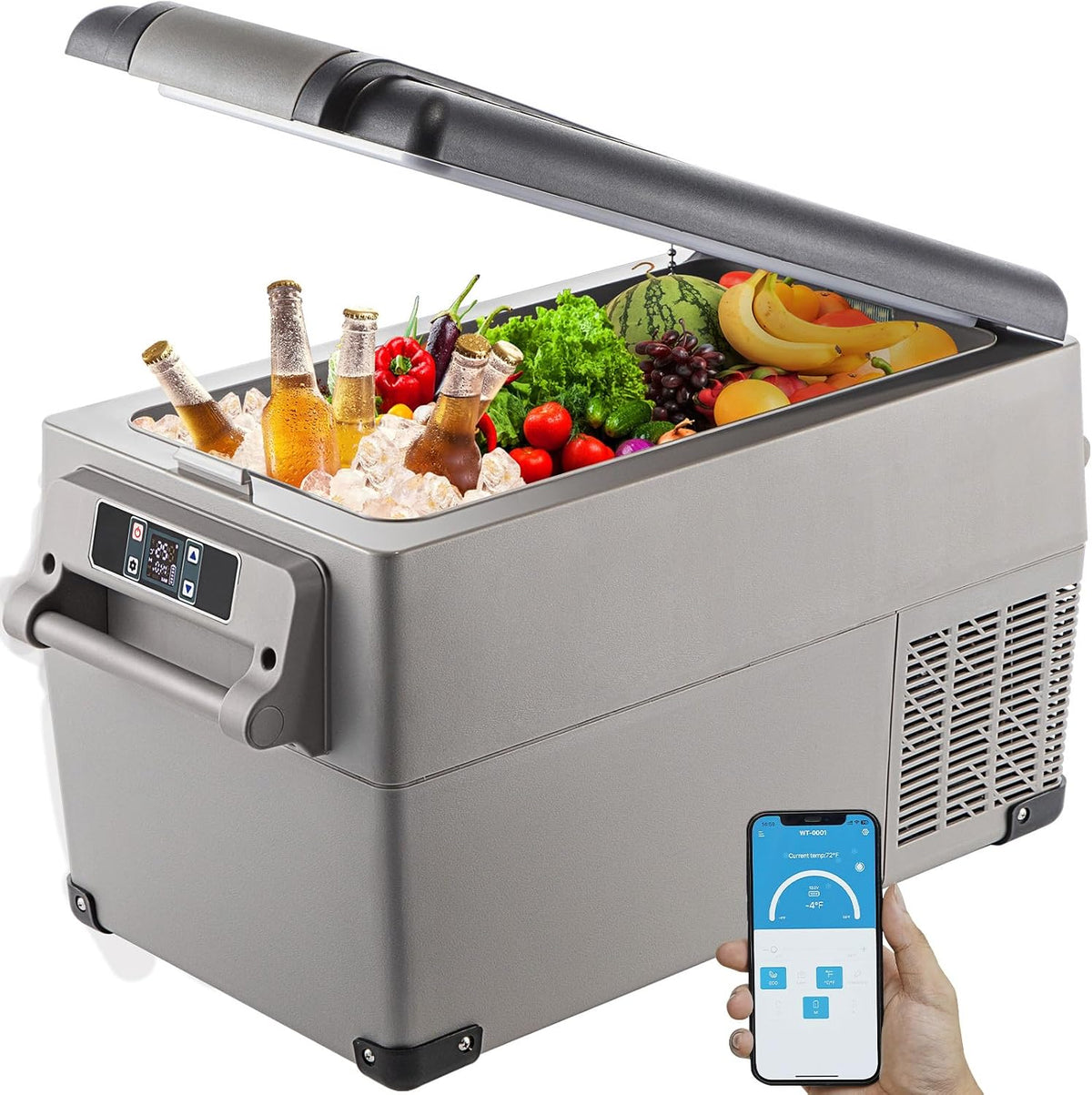VEVOR Minilodówka, mała lodówka, 35 l – 1 cm, 12 V, Czarny, Elektryczna chłodnica – 20 do 20°C, LCD ekran, samochód, kemping – przenośna mini lodówka