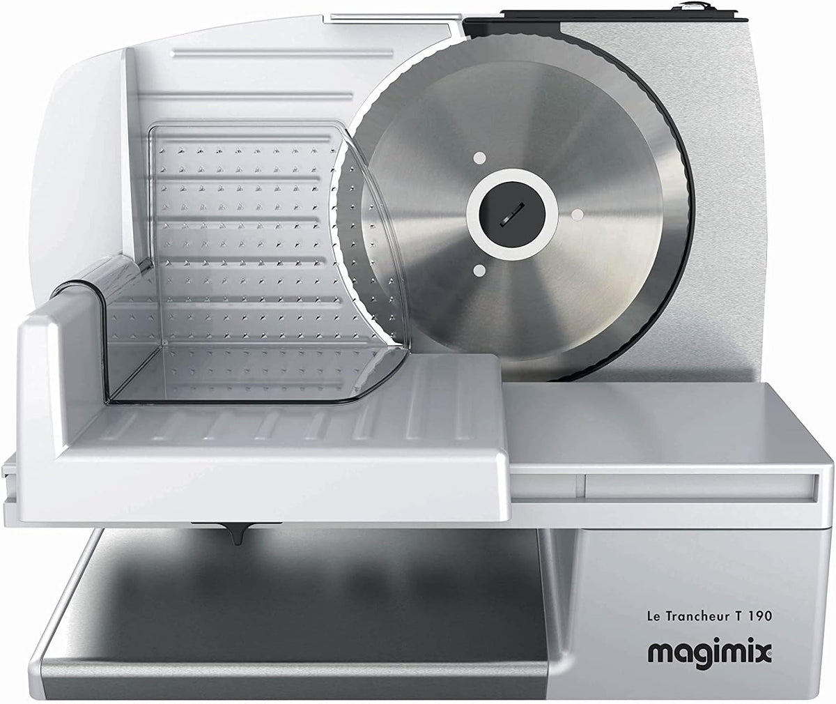 Krajalnica Magimix, T190 – 19 cm, 150 W, Srebrny, stal nierdzewna – T190 Wózek, do jedzenia, 28 mm, blokadę