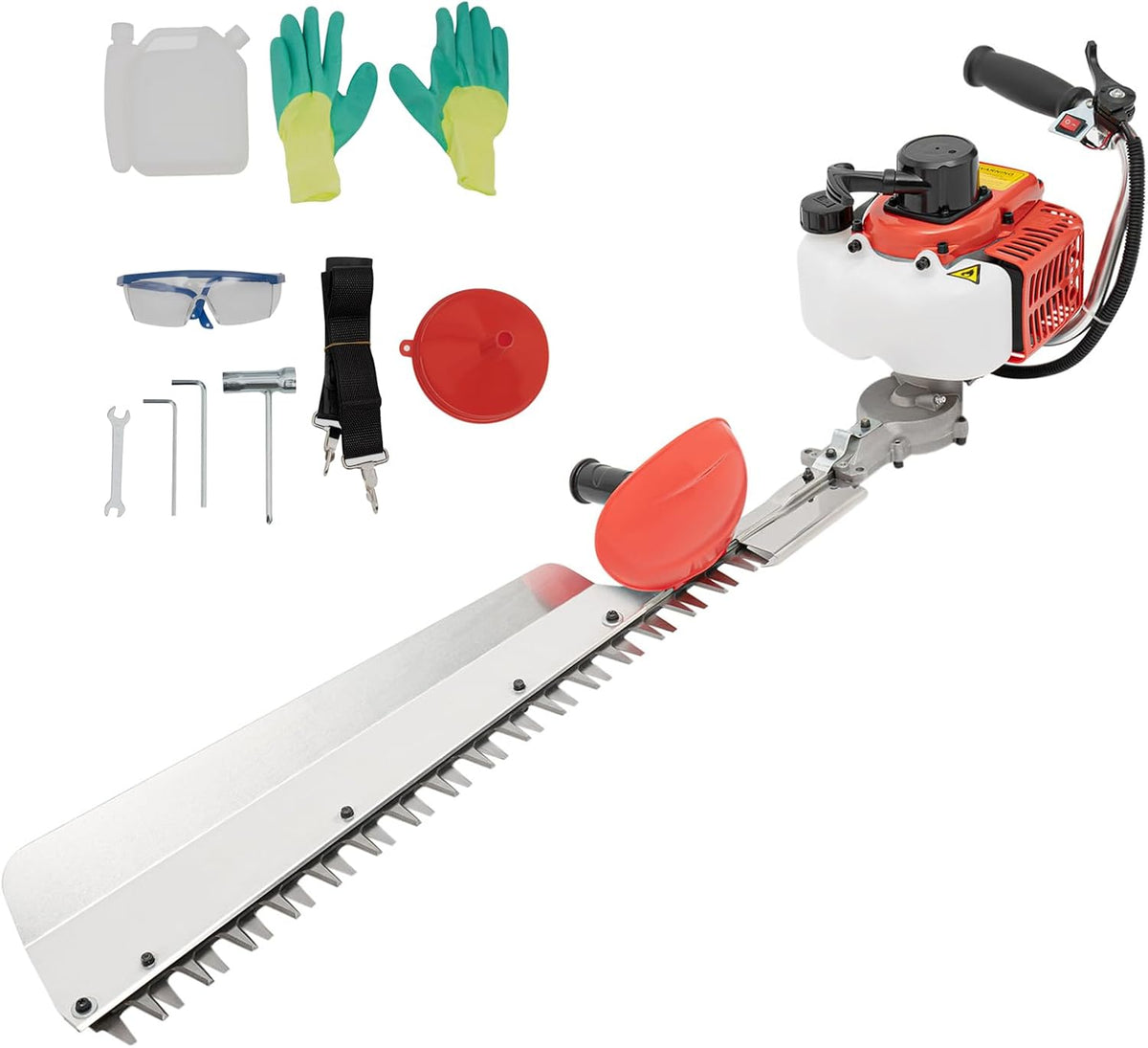 Taozhiyy Nożyce do żywopłotu – 650 W, 7500 obr./min, 70 cm, Czerwony/Biały/Czarny – praca bezprzewodowa, 22,5 cc 650 W, spalinowe