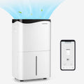 COSTWAY Osuszacz powietrza, 5 l – 100 cm, Biały, Wi-Fi, automatyczne wyłączanie – Denawilżecz, 50 l / Day 24H, przenośny, licznik czasu