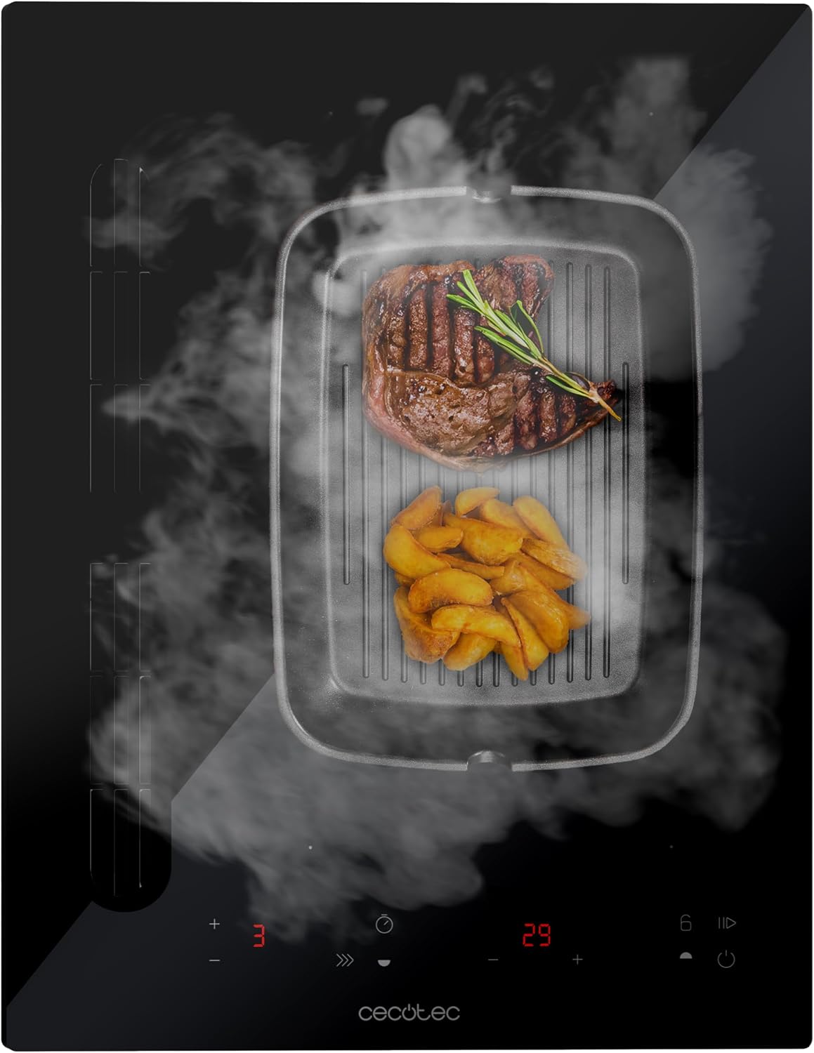 Płyta indukcyjna Cecotec – kuchenka indukcyjna, 3500 W, 40 cm, Czarny / Srebrny – płyta grzewcza, Bolero Squad IH, 2 pola grzewcze, 500 m3 / h – Boost