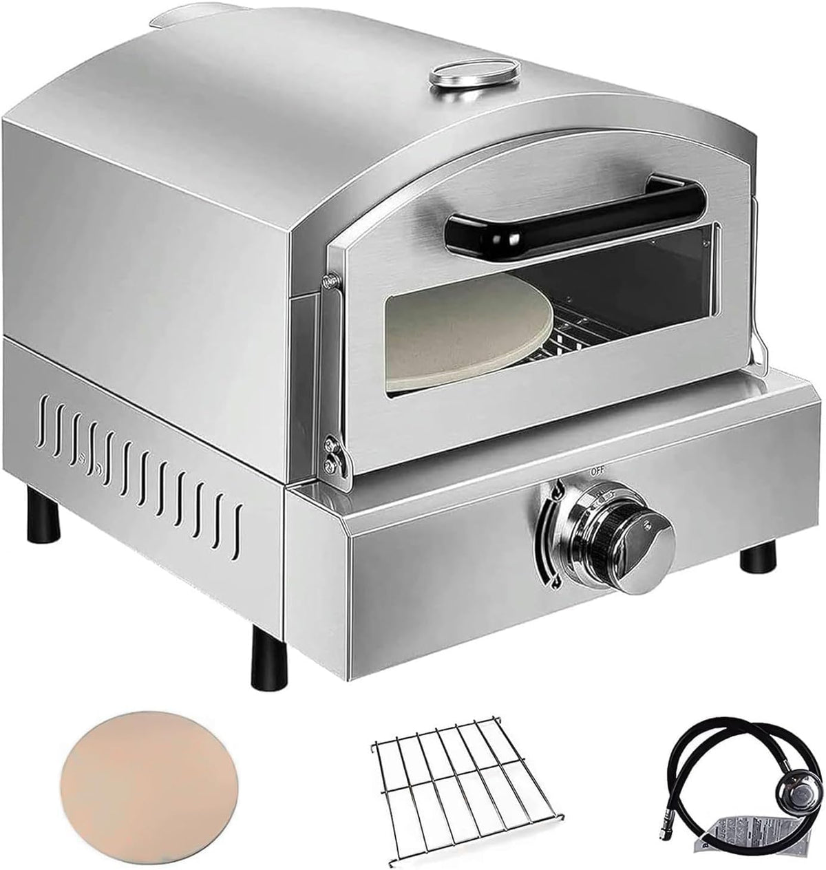 YXYLJOZ Mini piekarnik, 12 cali, 8 kg, Czarny / Srebrny – piecyk elektryczny, przenośne, plener
