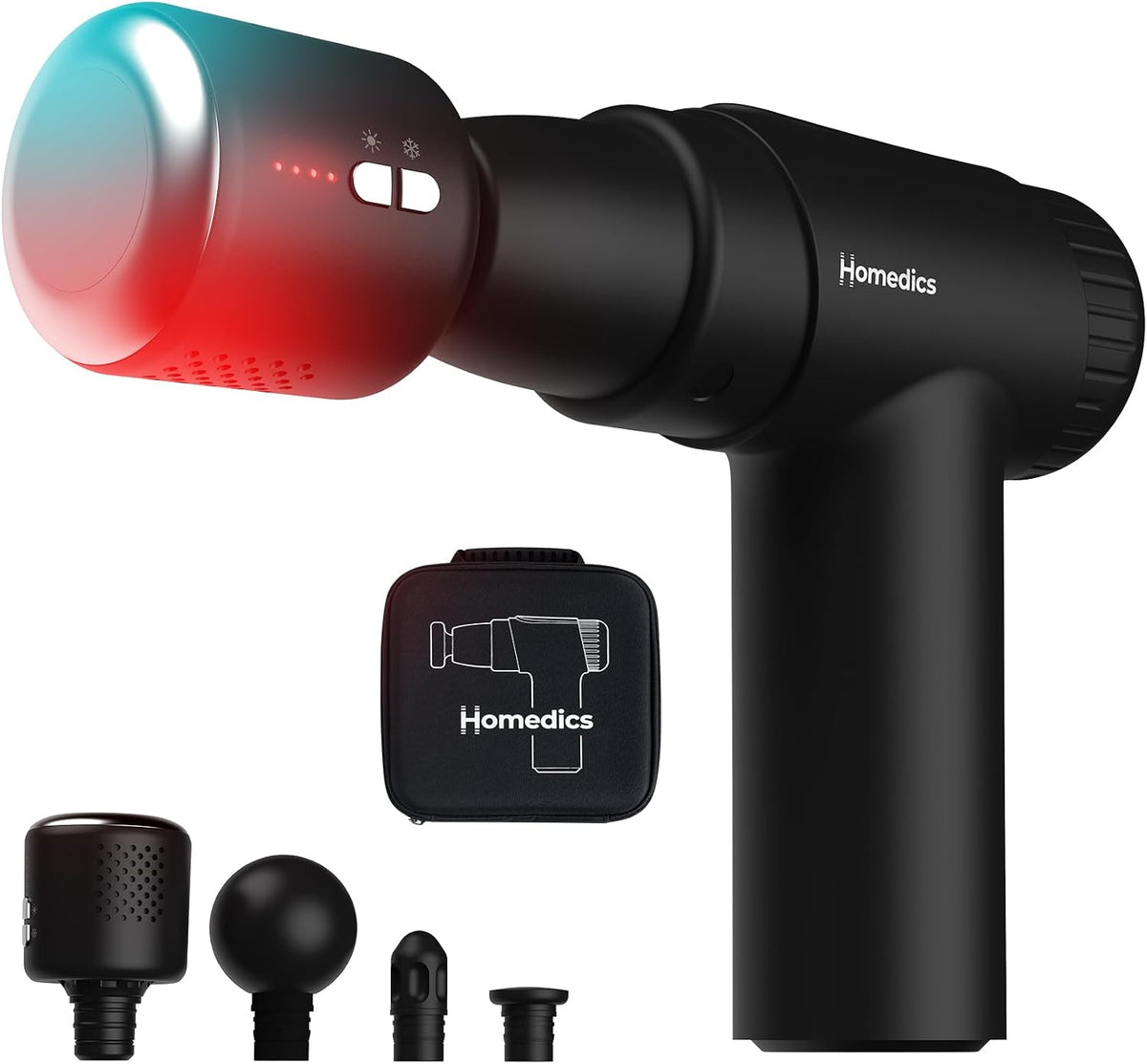 Homedics Masażer elektryczny, 0,6 kg – Czarny, oświetlenie LED, Homemedics NOVO + Gorąca i zimna Gorąca i zimna broń do masażu