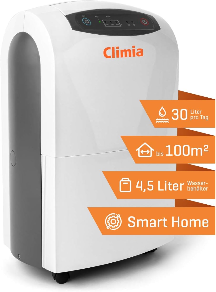 Climia Osuszacz powietrza, 30 l, Biały – Denawilżacz TKC 190, Powierzchnia pokoju do około 235 m3, apartament
