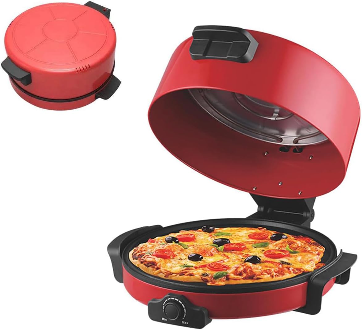 Piec do pizzy WUDLi, 2000 W, 40 cm, Czerwony – funkcja grilla, Elektryczna maszyna do pizzy, Przenośny piekarnik do pizzy