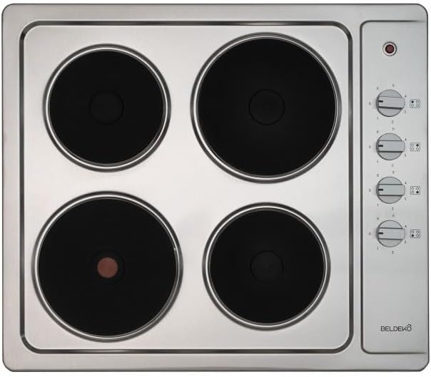 BELDEKO Płyta grzewcza – 5500 W, Srebrny, stal nierdzewna, 4 pola grzewcze – BELEKKO, KITSON elektryczny PLACK INOX 4 FILE 5500 W