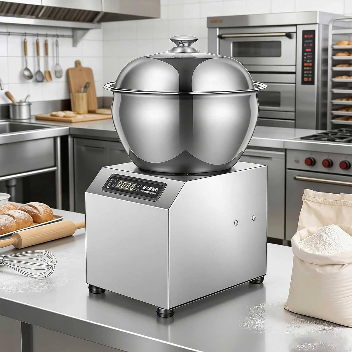 LYJIANGXIN Maszyny do chleba – 5 kg, 1800 W, Srebrny, stal nierdzewna – 5 kg / 8 kg Petrorizer, pizza