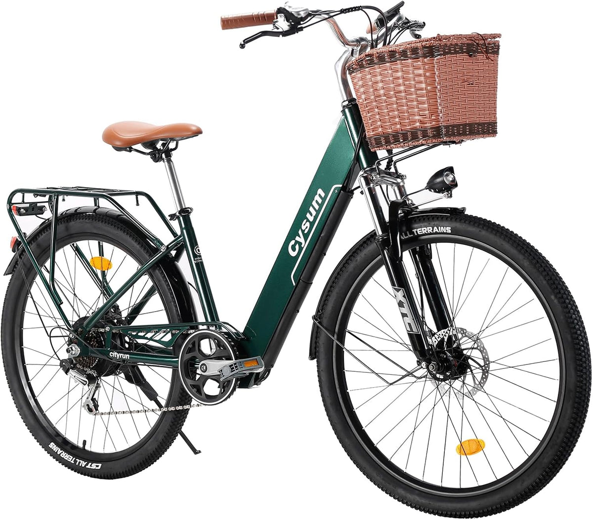 Rower Antgooat, 36 V – 360 Wh, 250 W, Zielony/Brązowy, Miejski Elektryczny – 26' Elektryczny Dorostych, Dojazdowy Elektryczny Ze Meski Damski