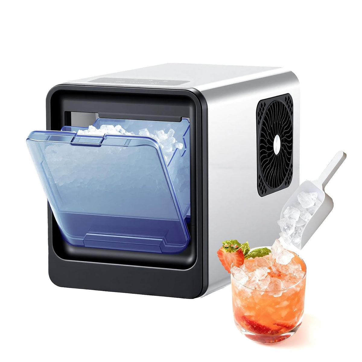 VEVOR Ekspres do kawy, 15 kg – 6,35 mm, 105 W, Szary, kostkarka do lodu – Icemaker, przenośny, do Bar Kuchnia Dom, Powrót 15 kg dziennie