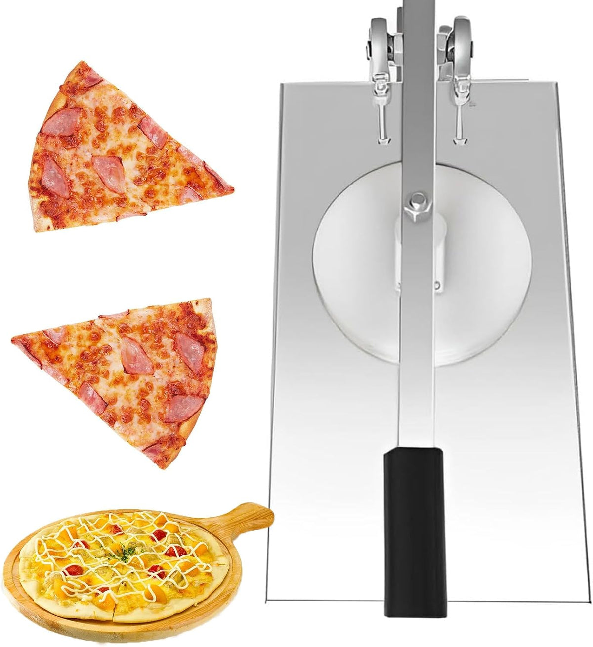 CYTBEK Pizza Roulettes, 24 cm, Srebrny – stal nierdzewna, prasa, pizza, ciasto