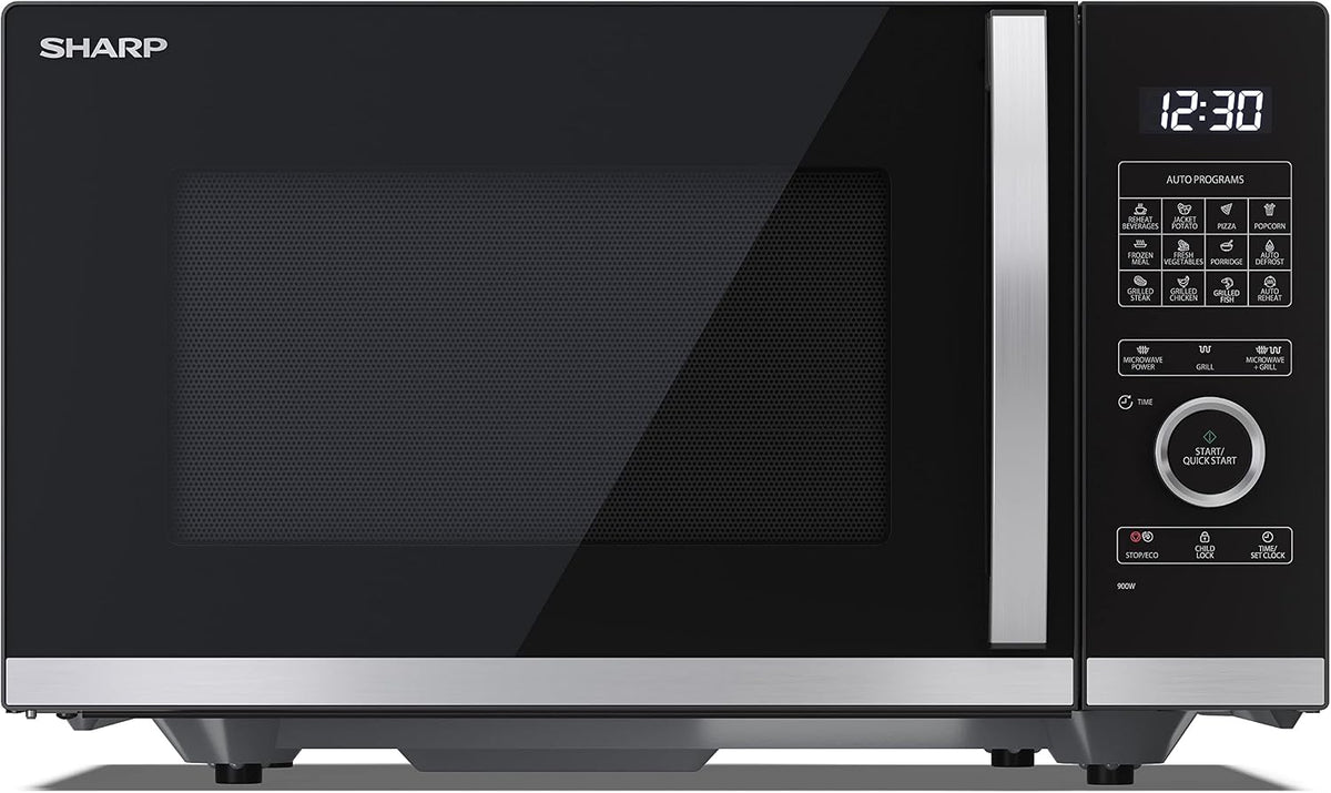 Grill Sharp, QG254AE – 25 l, 900 W, Czarny, oświetlenie LED – mikrofalówka