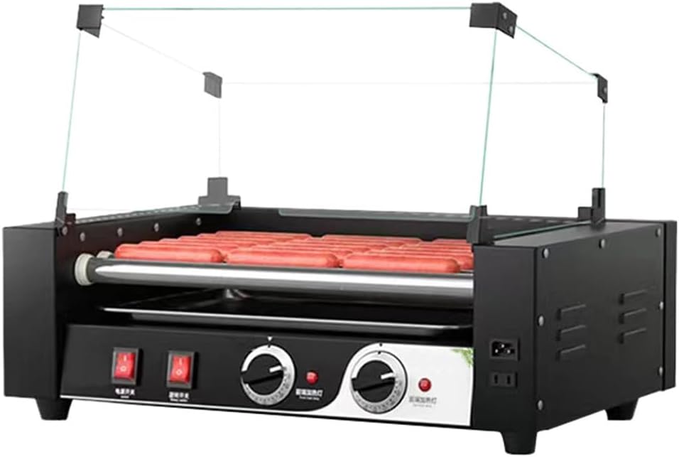 Grill, 600 x 335 x 405 mm – 1000 W, 12,1 kg, Przezroczysty, Roller maszyny – 0 do 250°C, kuchnia i restauracja, szkło