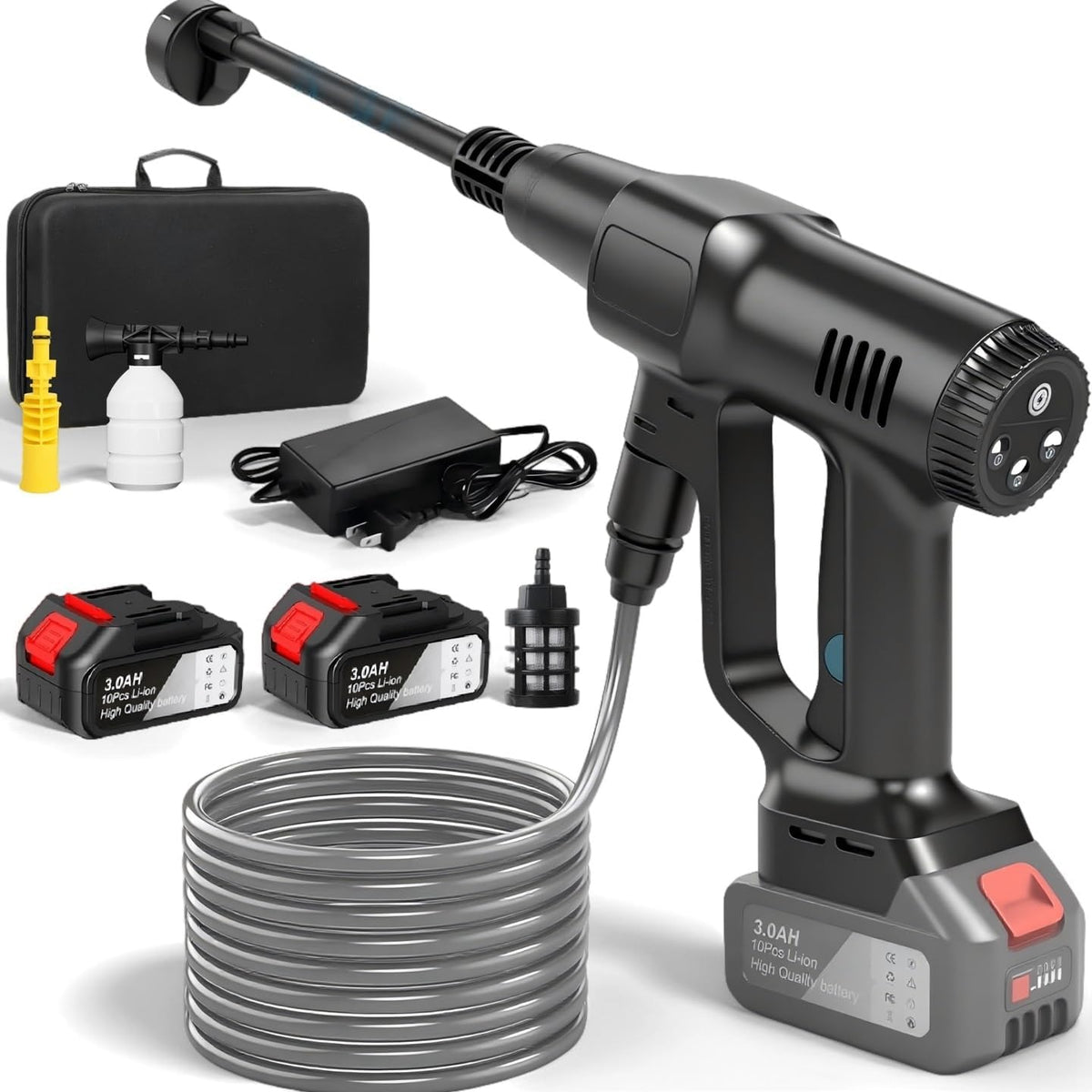 Purova Myjka ciśnieniowa, myjka wysokociśnieniowa – 21 V, 3500 W, 100 bar, Czarny – praca bezprzewodowa, Wysokie ciśnienie, 3 prędkości