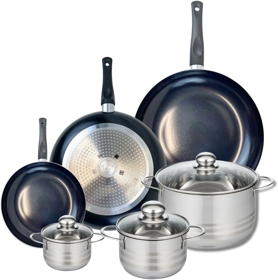 Zestaw garnków i patelni Fackelmann – 32 cm, Czarny, funkcja grilla, naczynia kuchenne – bateria