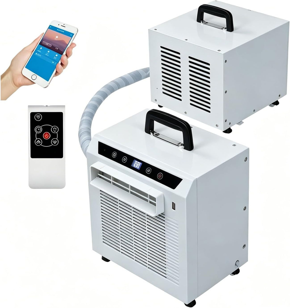 Klimatyzator przenośny, klimatyzator mobilny, 300BTU, 1300 W – 300 BTU, 110 V, Biały, USB – Wi-Fi, Klimatyzator 1300 W / 300BTU 110 V / 220 V