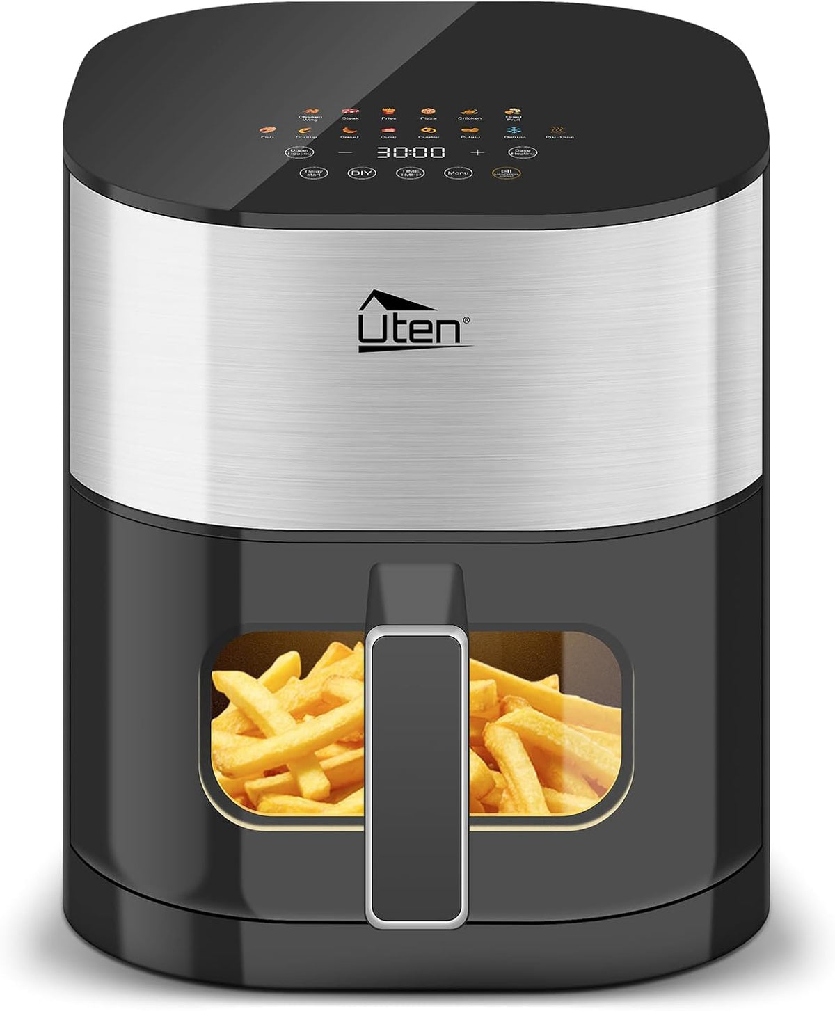 Frytkownica beztłuszczowa Uten, air fryer – 5 l, Czarny, 14 programów, bezpłatna instalacja – Double Resistance Independent