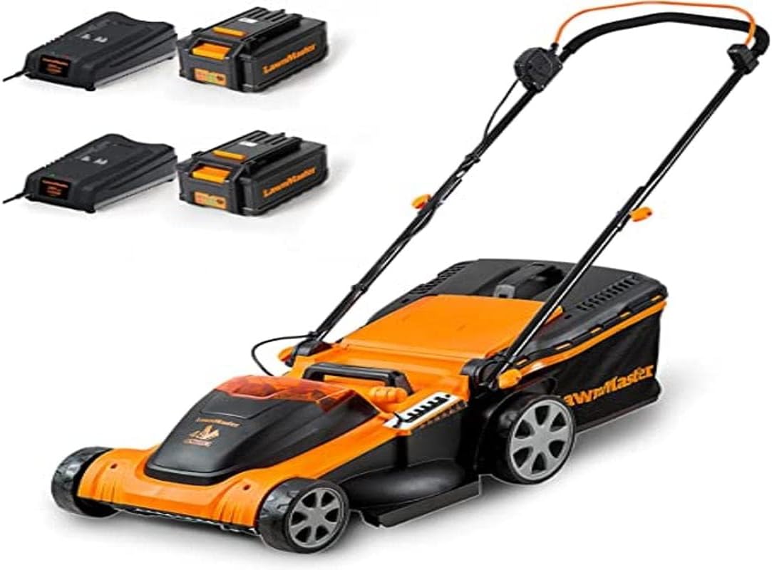 Kosiarki rotacyjne Lawnmaster – CLMF4841E, 37 cm, 24 V, 4.0 AH – Pomarańczowy/Czarny, regulowana wysokość, składana konstrukcja, praca bezprzewodowa