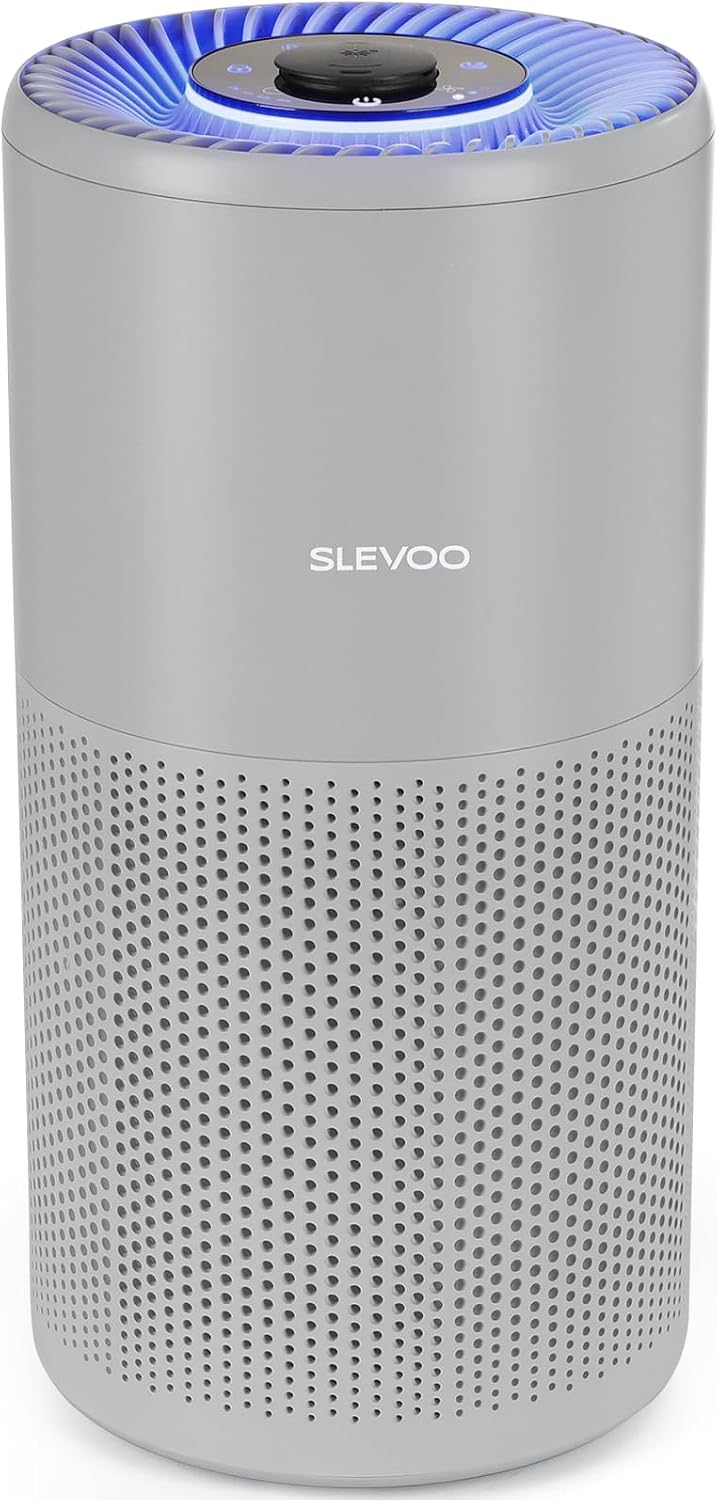 Slevoo Oczyszczacz powietrza, 1015 m – 3 W, 24 dB, Szary/Niebieski, timer – automatyczne wyłączanie, 3 w 1
