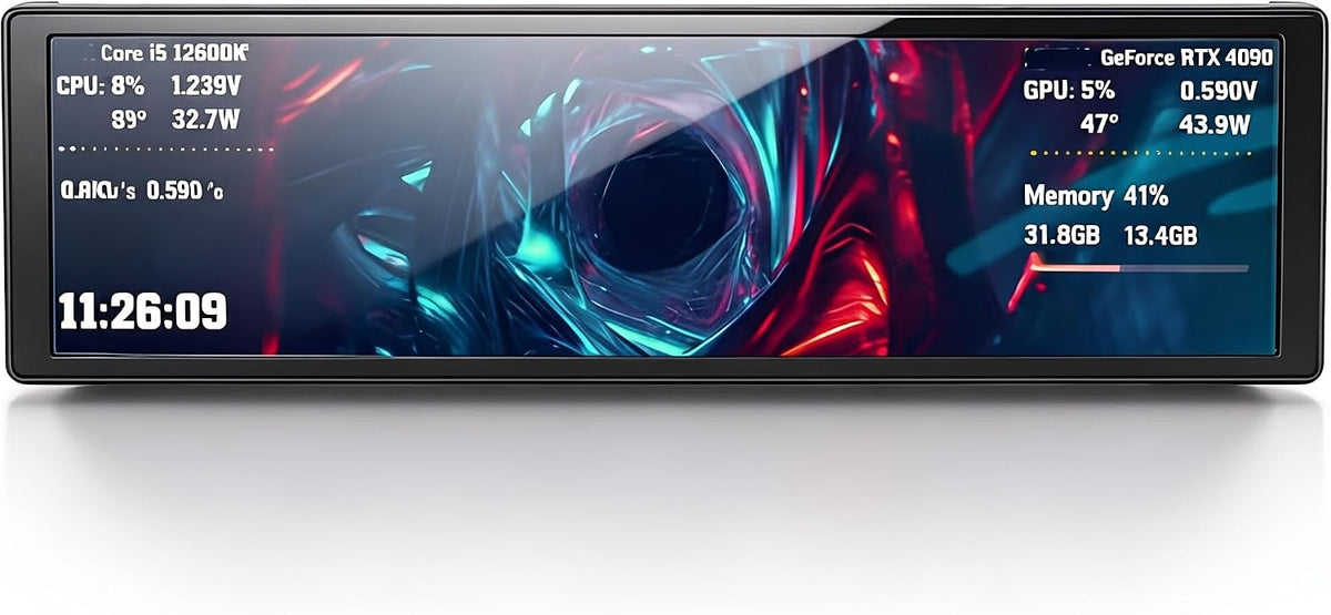 Dpofirs Monitor komputerowy, Czarny, USB, FHD 9 PC Wyświetlacz temperatury Panel – komputer drugi ekran z dynamicznych i dynamicznych Tematy wideo