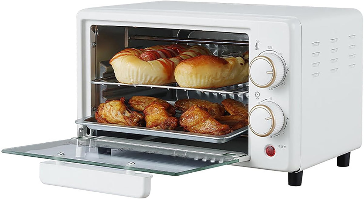 Mini piekarnik FfiMe, 12 l – 600 W, Biały, timer, funkcja grilla – elektryczny z piekarnikiem, elektryczny garnek wielofunkcyjny, duża pojemność 12 l