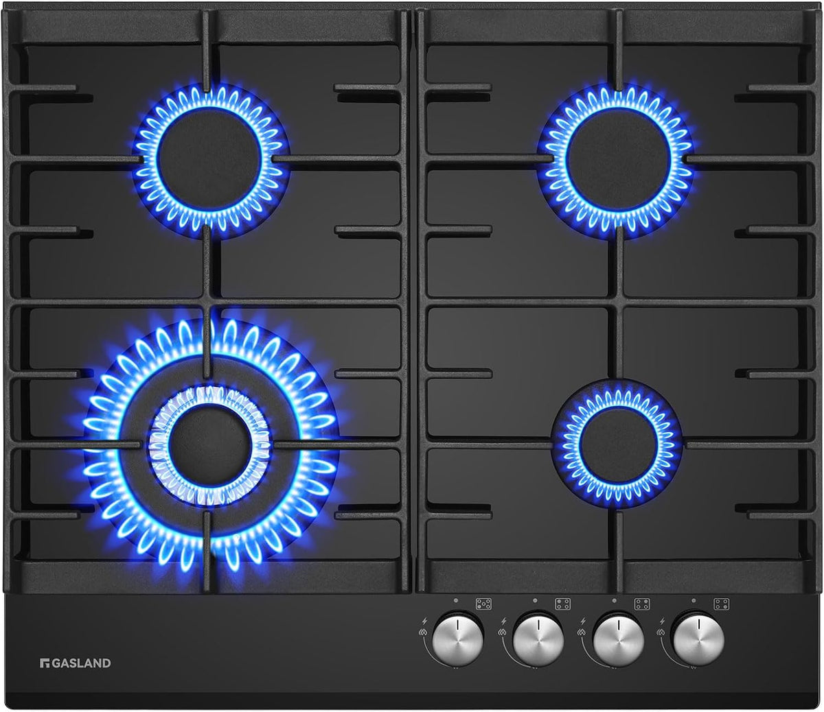 GASLAND Płyta grzewcza – GH604BF, 60 cm, 8000 W, Czarny – GH604BF szklana płyta gazowa, gazowa płyta kuchenna z palnikiem wok