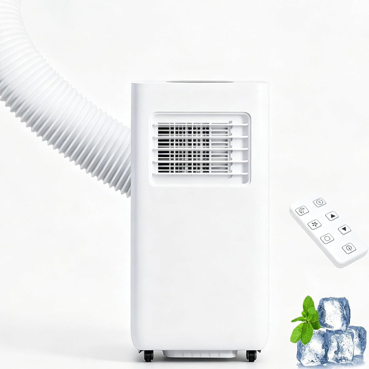 HaiZethonic Klimatyzator przenośny – klimatyzator mobilny, 1200 W, 7000 BTU, 30 cm – Biały, Klimatyzator, Montaż ścienny, licznik czasu – Chłodzenie