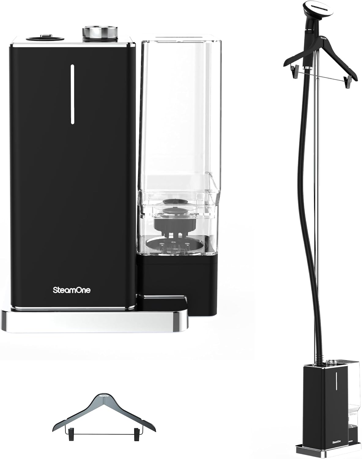 Parownice do ubrań SteamOne, EUES200BV2, 2300 W – 2 l, 50 g, Czarny, parownica do ubrań – 45min 35s Włączony wieszak