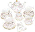 fanquare Usługi herbaciane, 8x6,5 cm – 200 ml, Czarny, Serwis do kawy Wedding Party Vintage, 21 Kawałki Porcelanowy Czajnik Zestaw