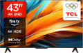 Telewizor Smart TV TCL, 43PF650, 43 cali, Czarny – oświetlenie LED, telewizor, 43PF650 Airplay2 Smart TV, 4K UHD – Sound Dolby, HDR 10