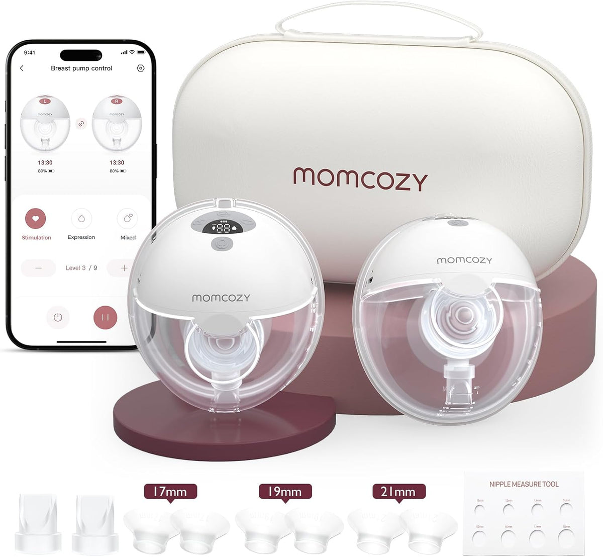 Laktatory momcozy, M5 – Szary, Pompa do mleka, pompa do karmienia piersią, Momcoy M5 -Inteligentna – szara, 2 sztuki M5-Smart
